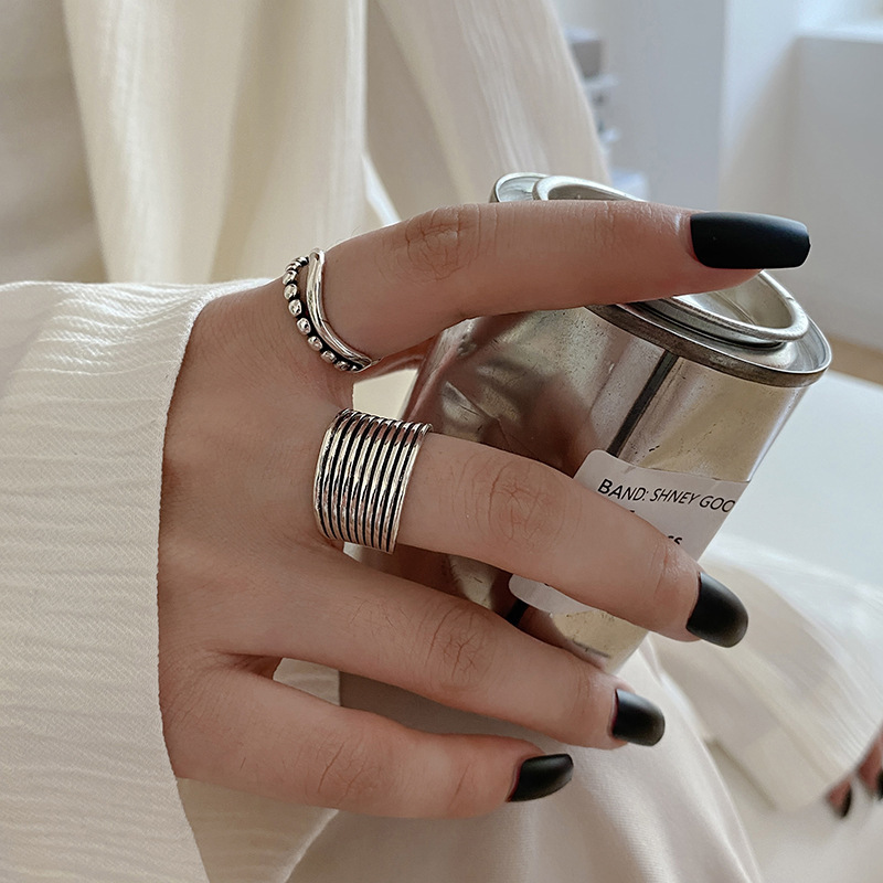欧美风金属感小众设计开口戒指