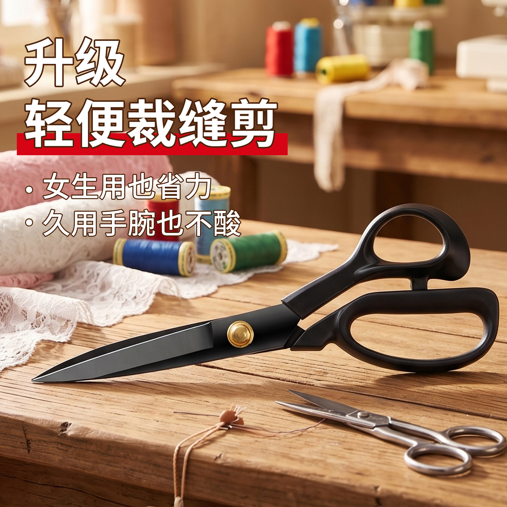 大吉裁缝剪刀家用轻便裁布缝纫剪锰钢10寸服装剪裁布女专用大剪子