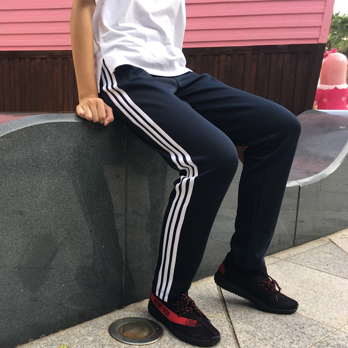 清仓好裤春夏南韩丝三条杠运动长裤工装裤校裤修身滑料男女校服裤