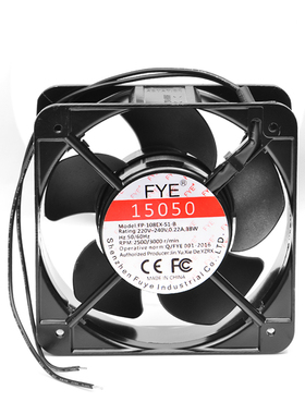 FYE/福烨 15050 FP-108EX-SI-B 弯叶滚珠铜线散热风扇 15CM 220V