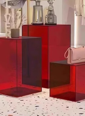 彩色亚克力展示盒手办透明防尘罩展示台陈列道具底座展示架可定制