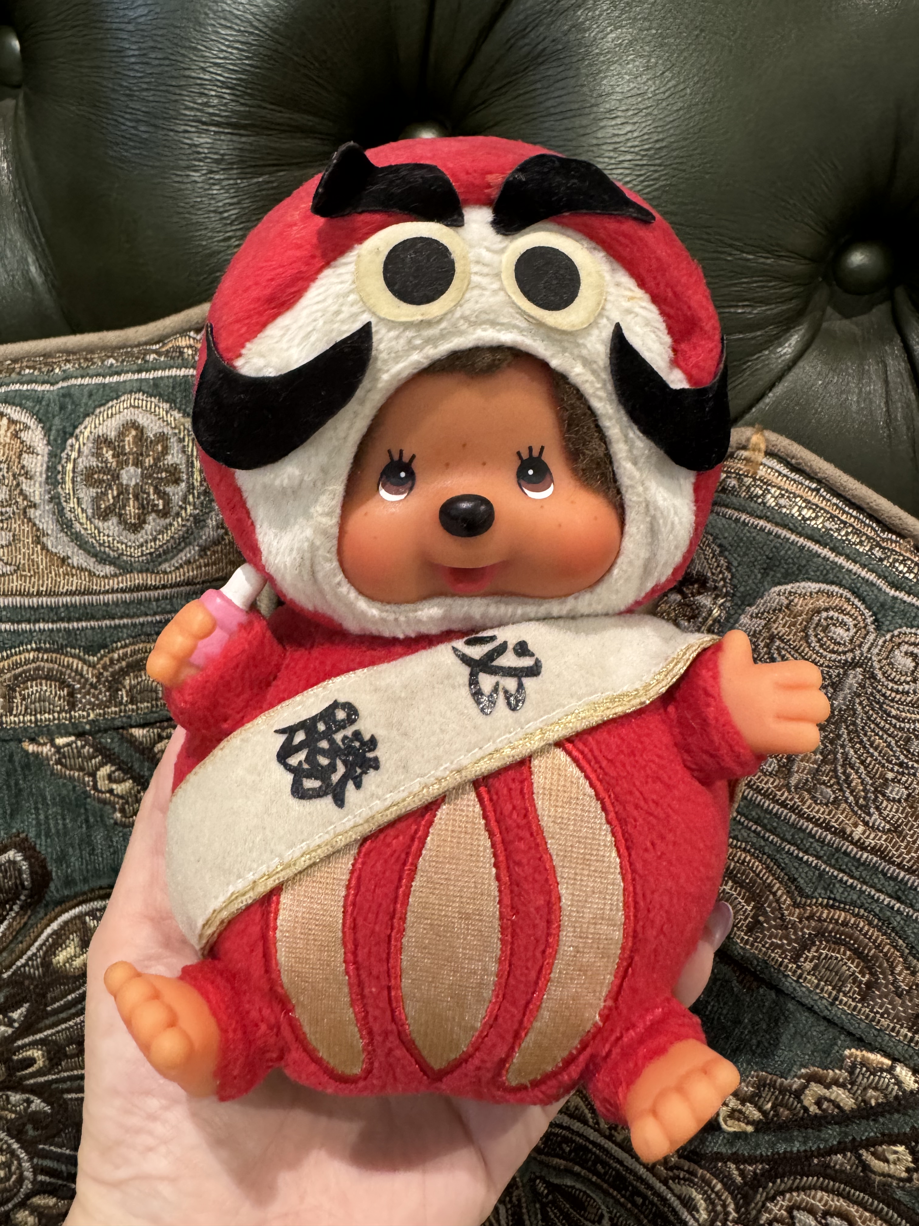 日本正版正品monchhichi蒙奇奇娃娃 绝版必胜 台湾专柜购入无吊牌