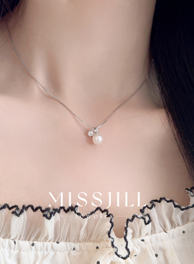 MISSJILL 珍珠与心｜高级气质百搭简约通体S925纯银天然珍珠项链