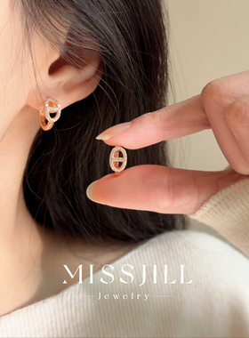 MISSJILL 闪闪猪鼻子｜通体S925纯银镀玫瑰金温柔气质耳圈耳饰女