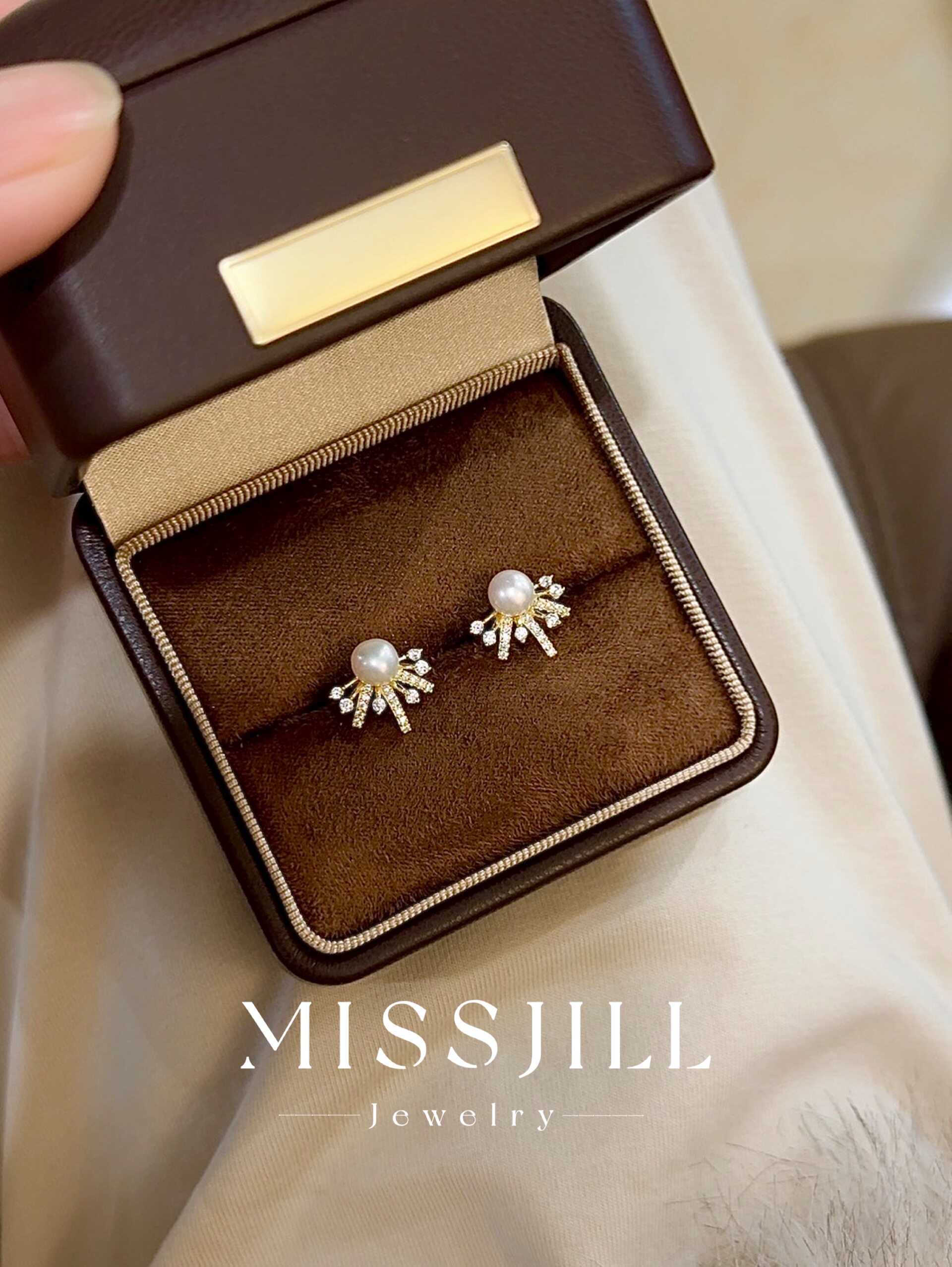MISSJILL 绚丽烟火|小众轻奢质感设计款通体S925纯银珍珠耳钉女