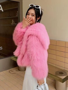 皮草外套女爆款2025新款升级加长款貉子毛双面编织时尚百搭显瘦