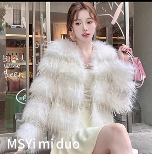 2025新款进口狐狸毛车条皮草外套女流苏挂坠重工名媛减龄