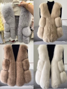 整皮狐狸毛皮草马甲女2025秋冬新款海宁时尚显瘦皮毛一体外套背心