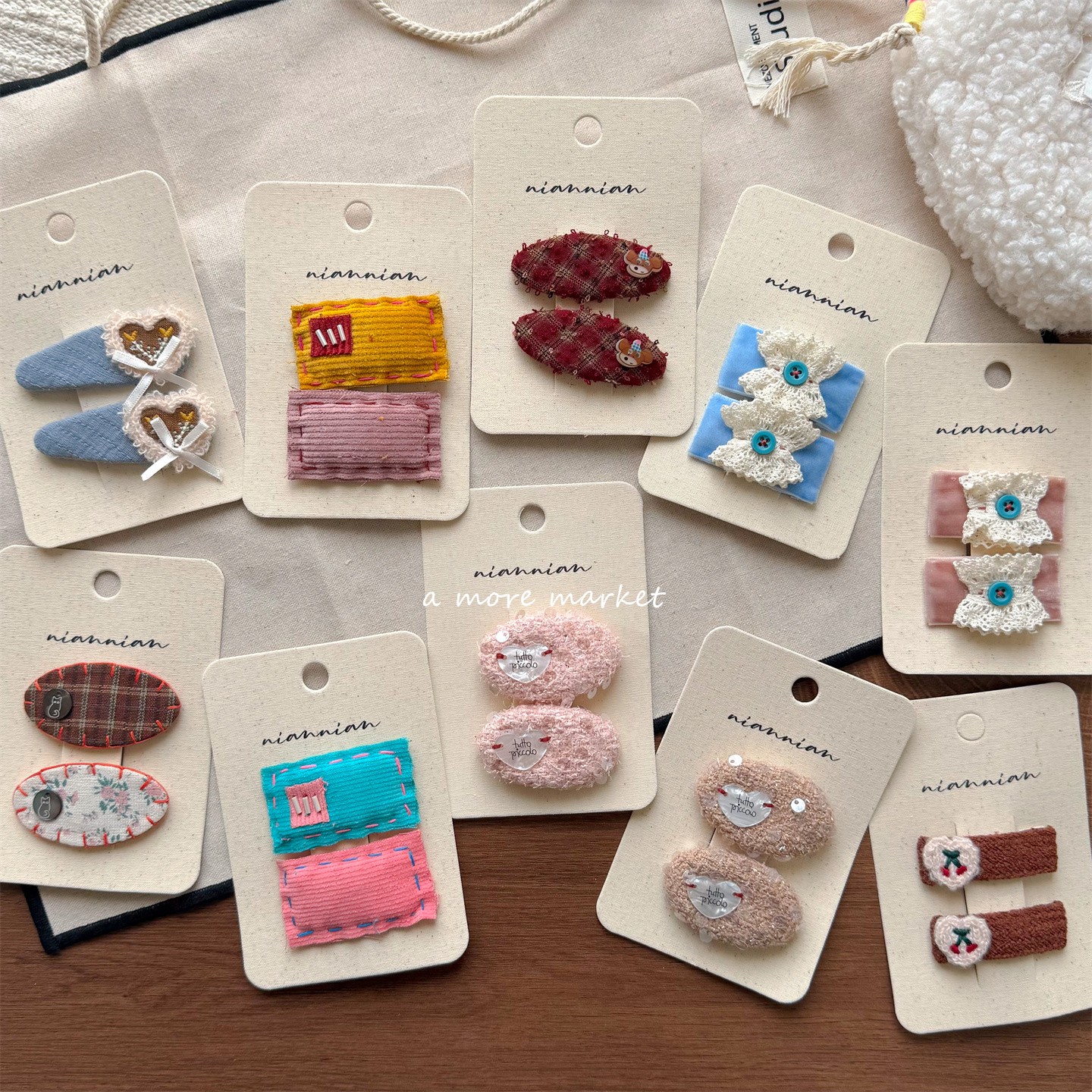 满3对包邮念念niannian秋冬韩系儿童发夹可爱布艺宝宝刘海夹边夹