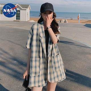 NASA联名格子西装套装女夏薄气质韩版短裤两件套2023新款洋气减龄