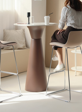 北欧极简奶油风吧桌家用阳台休闲吧台桌现设计师款咖啡厅高脚桌子