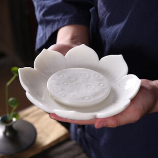 陶瓷白瓷茶壶垫壶承莲花茶座底座隔热壶呈青瓷功夫茶具壶托茶配件