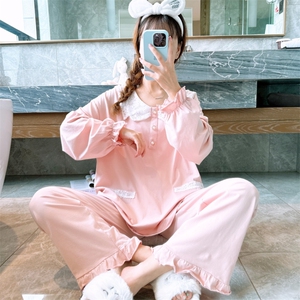 女精梳棉学院风加肥加大码睡衣