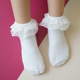 儿童袜子洛丽塔袜子公主白色蕾丝袜舞蹈短袜纯棉女童花边袜春夏款