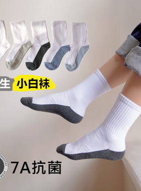 秋冬儿童白色袜子学生袜子棉袜男女童校服袜大童无骨防臭中筒袜