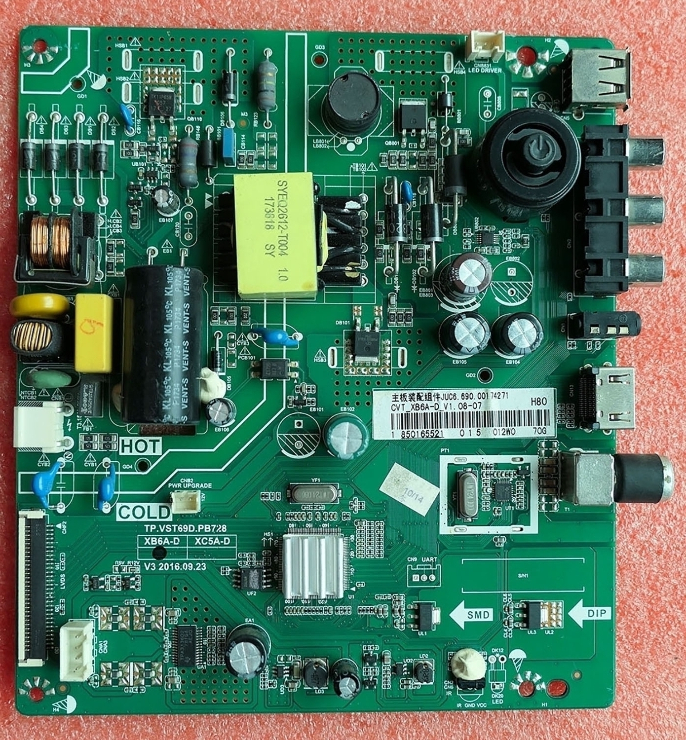 长虹电视机主板TP.VST69D.PB728