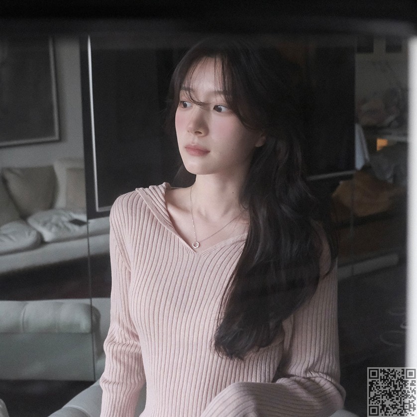 slowand韩国代购锁骨V领针织线衫