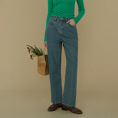 气质通勤随性修身 复古法式 显瘦百搭女春冬 直筒牛仔长裤 LLANO窄版