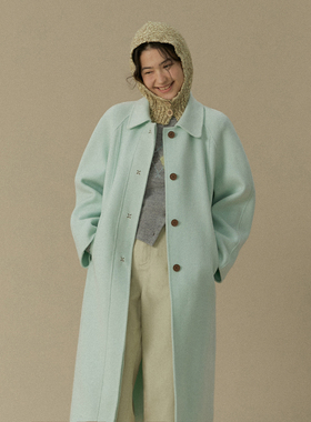 LLANO外缝线双面呢大衣80羊毛呢子优雅气质中长款厚外套女秋冬