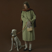 LLANO槐花绿斜门襟呢子大衣优雅高级法式 复古长款 毛呢外套女秋冬