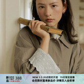 松弛感小个子宽松女外套春季 LLANO蕾丝翻边廓形短款 风衣复古法式