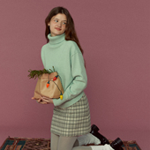 LLANO蝙蝠袖 高领针织绵羊毛毛衣厚实感复古慵懒叠穿外套女秋冬季