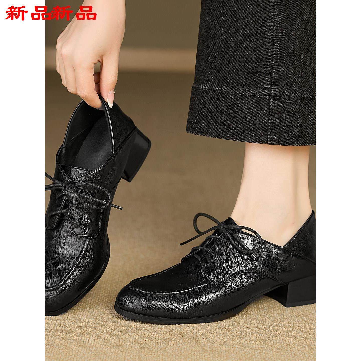 3334春秋单鞋脚小码软底-系带不累皮鞋平新款43大码40小跟,女鞋,深口单鞋,淘宝优惠券,粉丝福利购,淘宝优惠卷