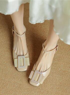 大码43仙女女夏季风蝴蝶结小码包头凉鞋中空单鞋413233方扣女鞋—