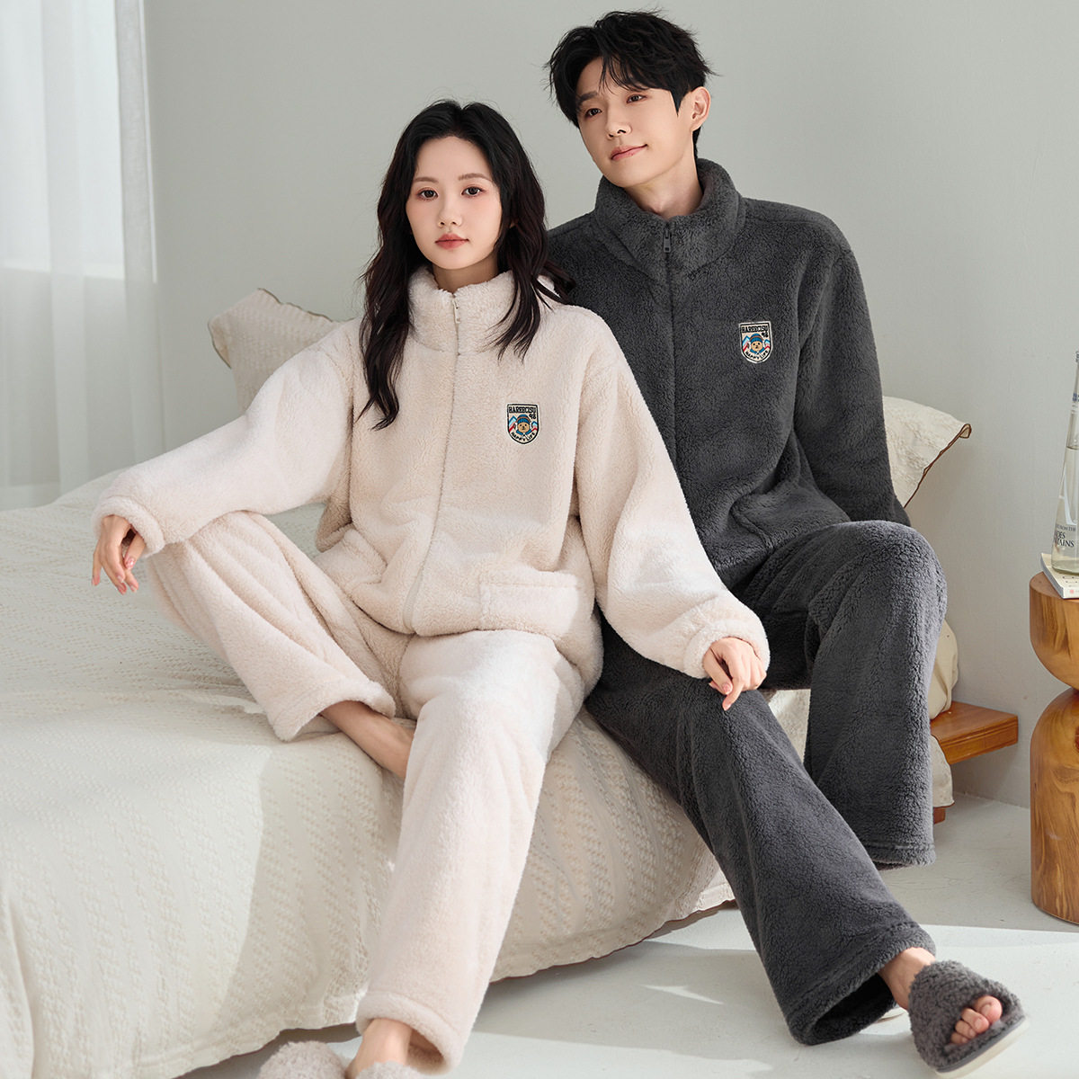 软糯情侣珊瑚绒睡衣女冬加厚绒开衫男士法兰绒毛绒保暖外穿家居服,女士内衣/男士内衣/家居服,睡衣/家居服套装,淘宝优惠券,粉丝福利购,淘宝优惠卷