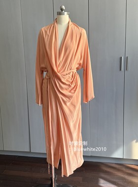 定制立裁艺术家长裙  层次感褶皱不规则画家连衣裙 度假仙气裙子