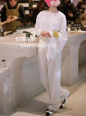 定制 优雅高奢    重磅真丝套装   立裁大袖子真丝连衣裙