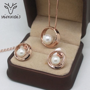 威妮华珍珠套装项链耳环精致百搭大气饰品一套气质女可爱高档精致