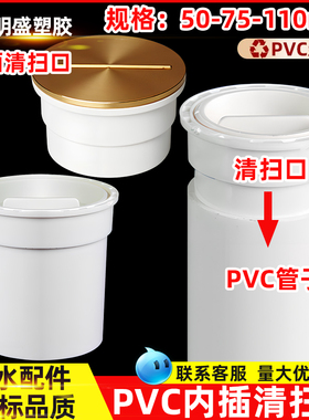 pvc清扫口排水管检查口50下水管内插检修口堵头管盖帽75 110 160