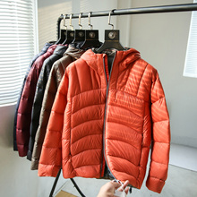 冬季新款男女情侣款排骨无胆锁绒男士纯色休闲连帽保暖羽绒服外套