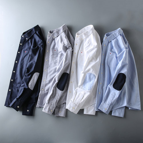 贴布衬衣牛津纺百搭衬衣