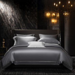高档180支埃及长绒棉四件套100纯棉简约高级亲肤纯色床单被套床品