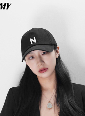 软顶大头围棒球帽字母N秋冬百搭刺绣显脸小宽弯檐韩版遮阳男女款