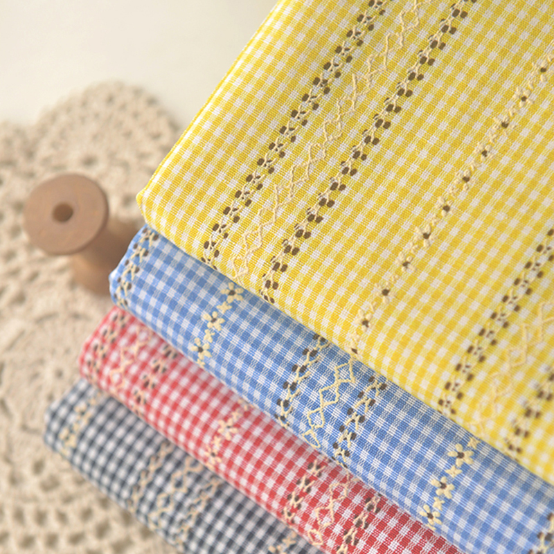 柠檬黄宝蓝红黑色小花墙涤棉