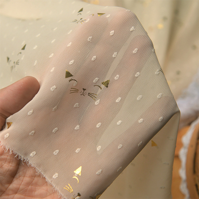 米黄猫咪点点雪纺布料 原创上衣连衣裙长裙衬衫汉服装窗帘面料,居家布艺,海绵垫/布料/面料/手工diy,淘宝优惠券,粉丝福利购,淘宝优惠卷