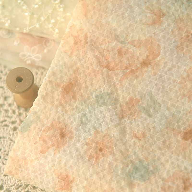 杏色黄绿花瓣泡泡格秋色满幅花朵枝点点网纱雪纺绣花  秋连衣裙子