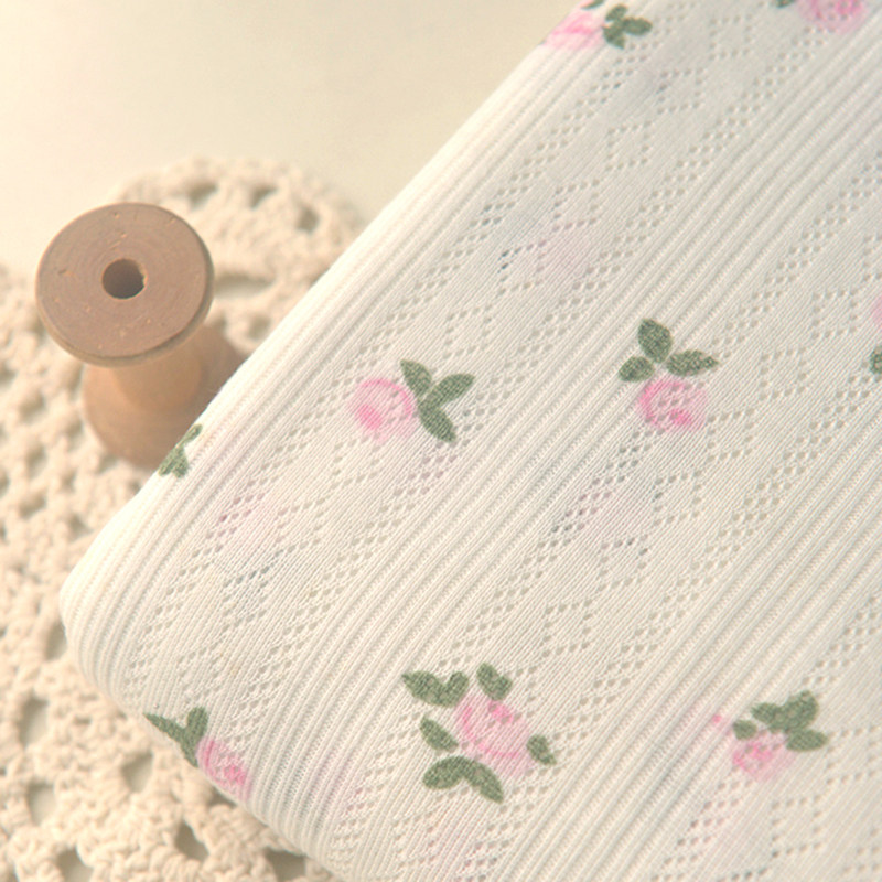 粉小花红小樱桃针织聚酯纤维