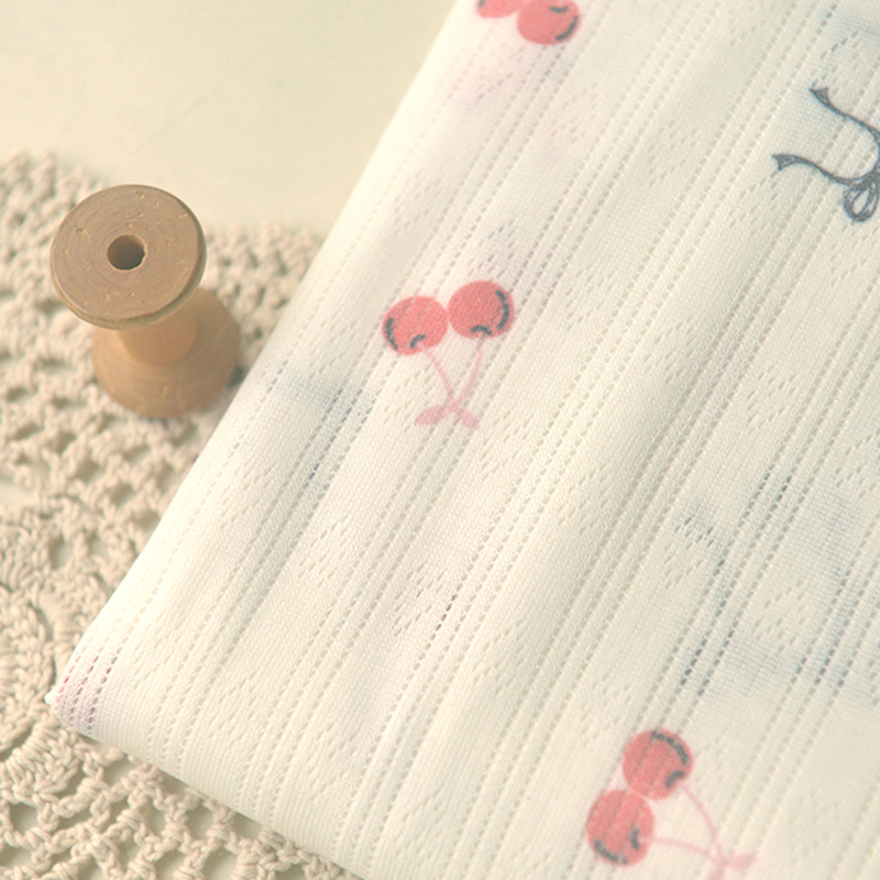 白底蓝蝴蝶结红樱桃针织聚酯纤维