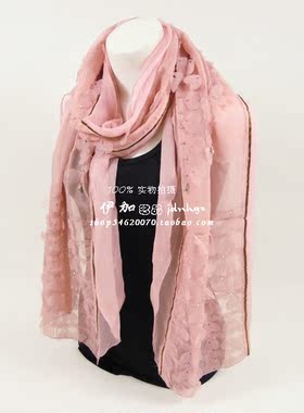 手工串珠金属吊坠立体春秋丝巾