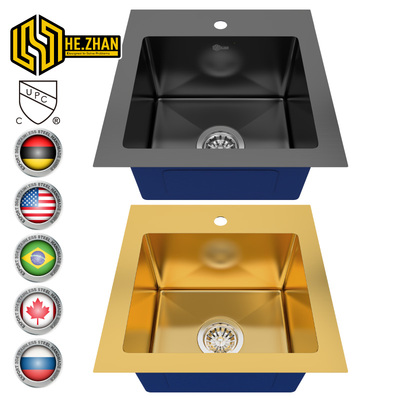 Premium Black Nano Treated Stainless Steel Counter Step Sink
