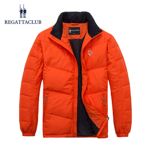 赛艇俱乐部冬装 青年立领加厚宽松休闲纯色羽绒服拉链男外套上衣
