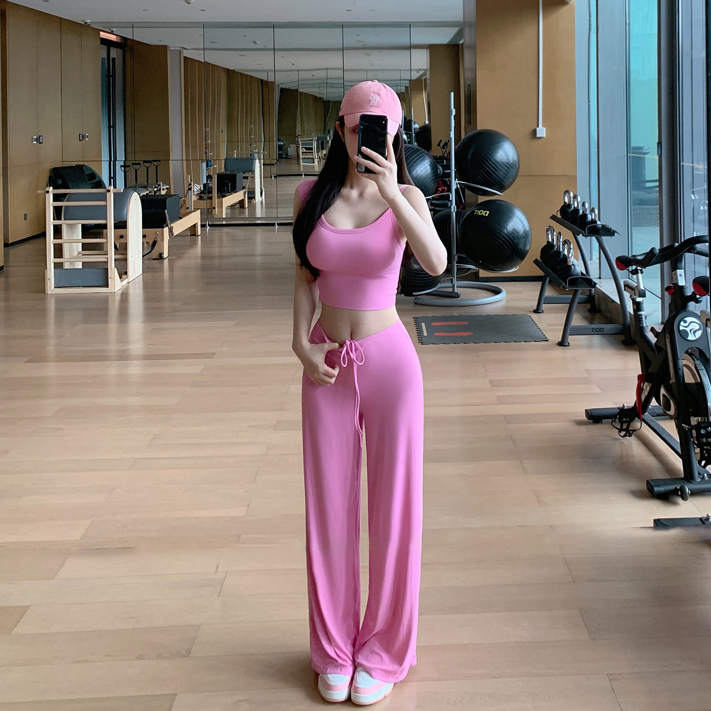 Byurun 新款不规则肩短袖运动T恤瑜伽套装女抽绳直筒健身裤两件套,运动/瑜伽/健身/球迷用品,瑜伽套装,淘宝优惠券,粉丝福利购,淘宝优惠卷