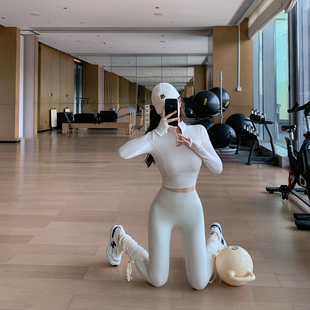 Byurun新款加绒加厚半拉链卫衣瑜伽服女修身收腰短款运动休闲外套