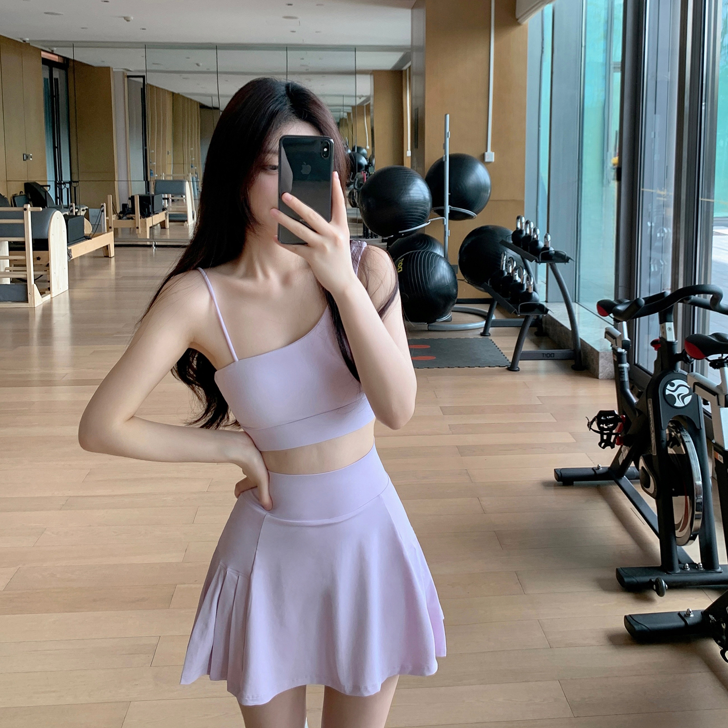 Byu run 不规则肩带吊带运动文胸女固定杯一体式普拉提瑜伽服上衣