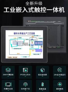 嵌入式15寸工业电脑一体机平板防水Wind国产麒麟系统支持各类机柜