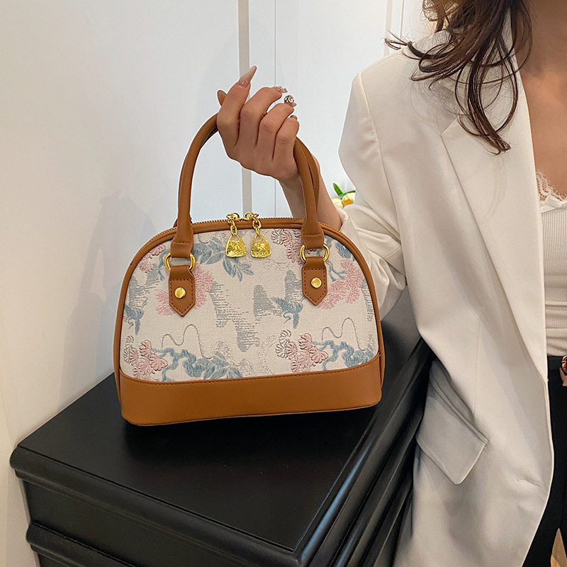 时尚复古印花设计气质贝壳包新款百搭新潮手提包单肩斜挎包,箱包皮具/热销女包/男包,通用款女包,淘宝优惠券,粉丝福利购,淘宝优惠卷